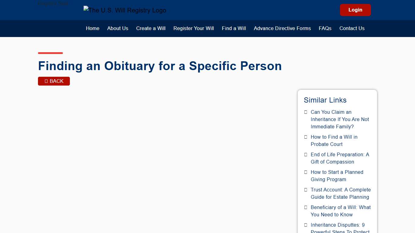 Finding an Obituary for a Specific Person